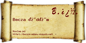 Becza Ádám névjegykártya